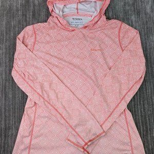 Simms Solarflex Ultracool Lightweight Hoody Fishing UPF 50 Red/Pink Womens Med